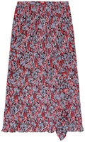 (Women) GANNI FW23 Red Floral Pleated Ruffle Maxi Skirt for Women. F9149472 (Women) GANNI FW23 Red Floral Pleated Ruffle Maxi Skirt for Women. F9149472