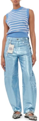 (W) GANNI FW23 條紋無袖背心 女款 銀湖藍色毛衣背心。 K1984695 Lookbook (W) GANNI FW23 條紋無袖背心 女款 銀湖藍色毛衣背心。 K1984695