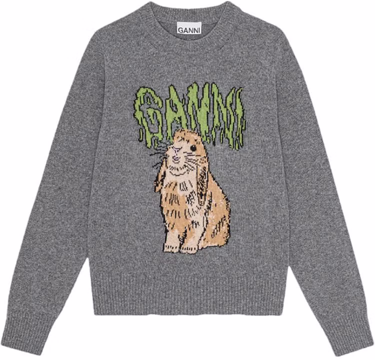 women-ganni-fw-24-bunny-graphic-long-sleeve-sweater-frost-gray-k2402523