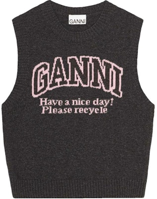 (W) 가니 FW24 로고 자수 립 니트 조끼 팬텀 블랙. K2362252 Order (W) 가니 FW24 로고 자수 립 니트 조끼 팬텀 블랙. K2362252