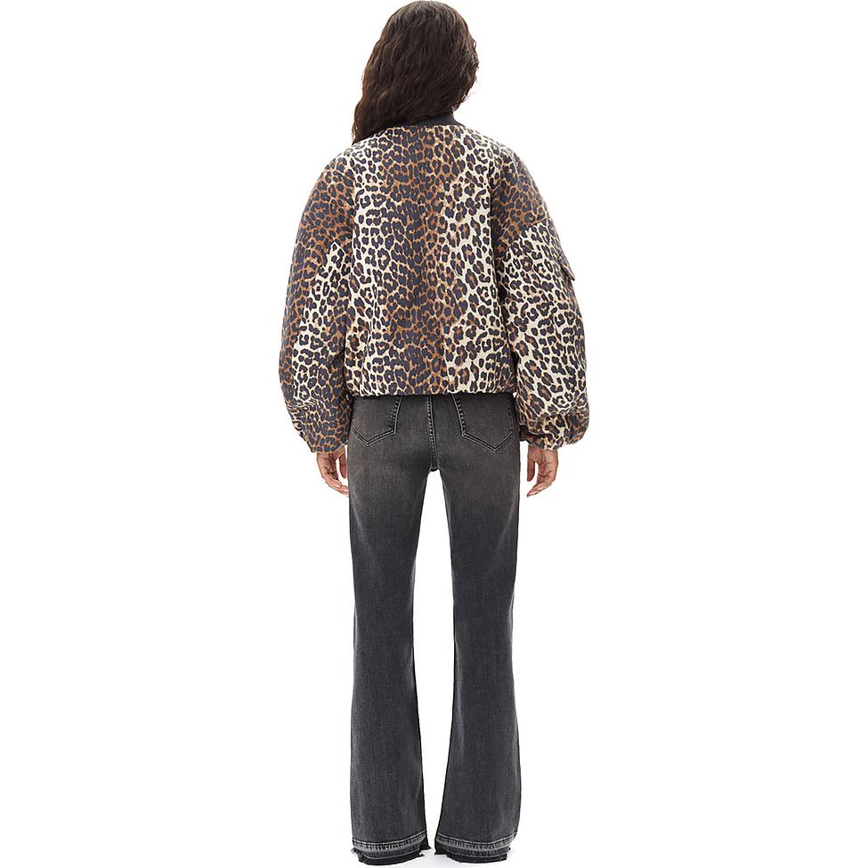 Shop (W) GANNI FW24 豹紋拉鍊飛行夾克 杏仁奶油色 W0202859