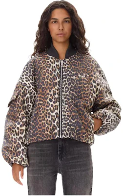 (W) GANNI FW24 豹紋拉鍊飛行夾克 杏仁奶油色 W0202859 Details for (W) GANNI FW24 豹紋拉鍊飛行夾克 杏仁奶油色 W0202859