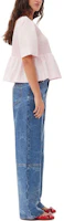 Shop (W) GANNI FW24 女款露背抽繩棉質襯衫 淡粉色 F9694868