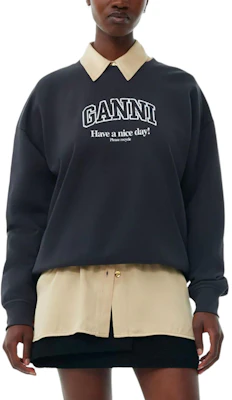 (W) GANNI 灰色長袖印花標誌休閒上衣 T3872252 Shop (W) GANNI 灰色長袖印花標誌休閒上衣 T3872252