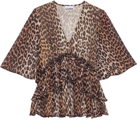 (W) 가니 레오파드 브이넥 반소매 셔츠 브라운 F8694-859 Buy (W) 가니 레오파드 브이넥 반소매 셔츠 브라운 F8694-859