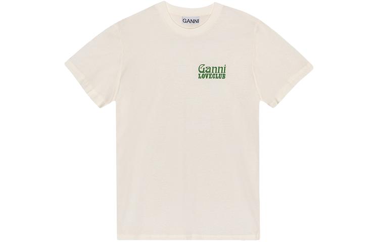 (Women) GANNI Logo Print Casual Crew Neck Short Sleeve T-Shirt Women Tofu White SS24. T3867795