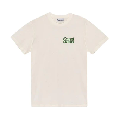 (Women) GANNI Logo Print Casual Crew Neck Short Sleeve T-Shirt Women Tofu White SS24. T3867795