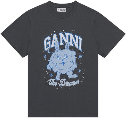(W) GANNI Logo Rock Bunny Grafik Crewneck T-Shirt Wanita Volcano Kelabu. T3676490 Order (W) GANNI Logo Rock Bunny Grafik Crewneck T-Shirt Wanita Volcano Kelabu. T3676490