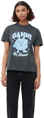 (W) GANNI Logo Rock Bunny Grafik Crewneck T-Shirt Wanita Volcano Kelabu. T3676490 Lookbook (W) GANNI Logo Rock Bunny Grafik Crewneck T-Shirt Wanita Volcano Kelabu. T3676490