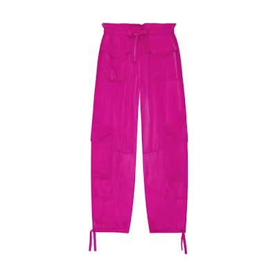 (Women) GANNI Pink Solid Drawstring Jogger Pants Women F8768-462