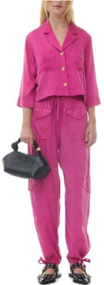 (W) 가니 핑크 솔리드 드로스트링 조거 팬츠 여성용 F8768-462 Lookbook (W) 가니 핑크 솔리드 드로스트링 조거 팬츠 여성용 F8768-462