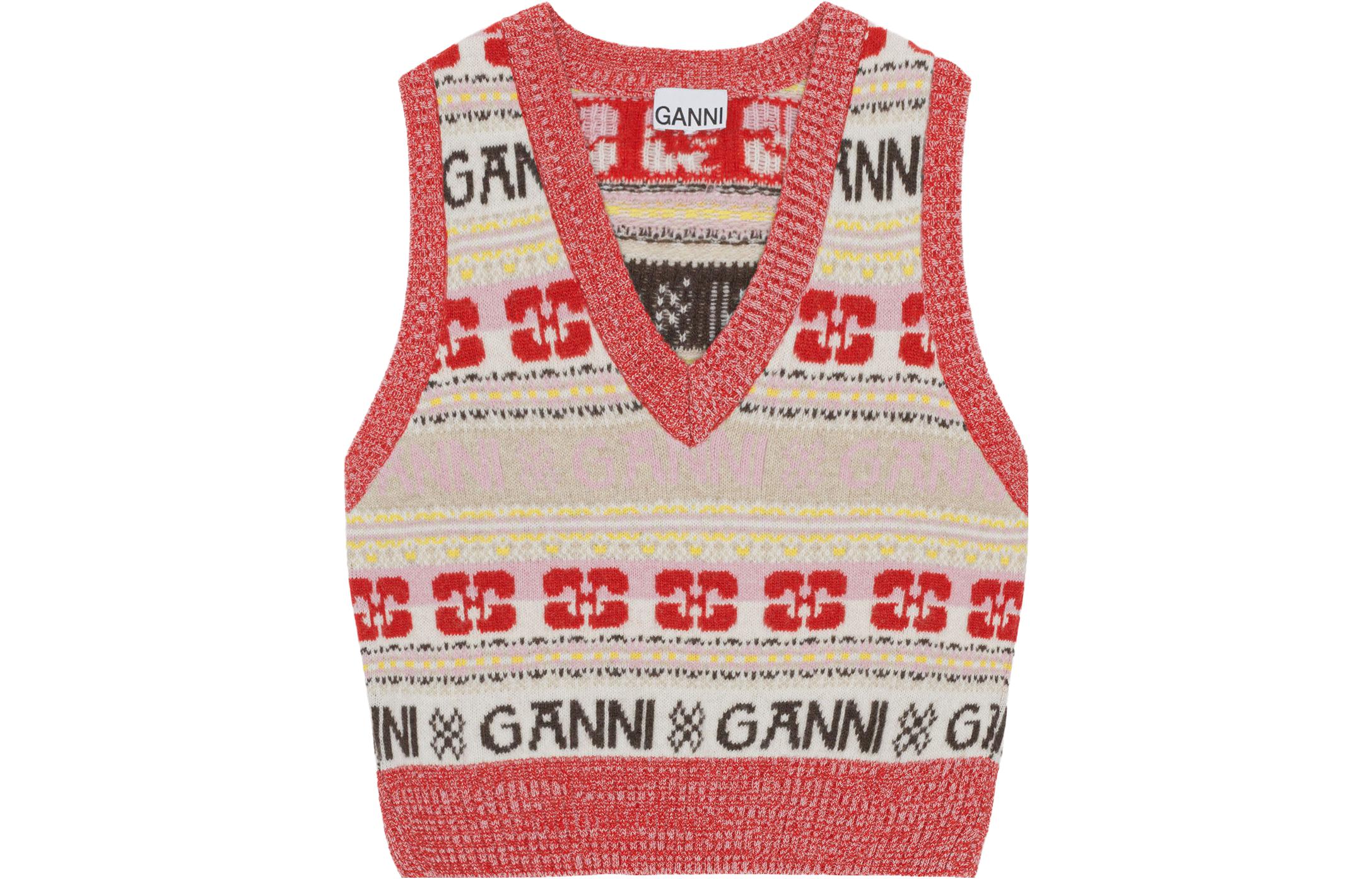 (Women) GANNI Pink V-Neck Casual Vest Fashion. K1902-999