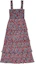 Lookbook (Women) GANNI Pleated Georgette Flounce Smock Midi Dress Red Floral Sundress. F9193472