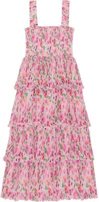 (W) GANNI Pleated Georgette Smock Midi Dress Bunga Ruffle Merah Jambu F7636393 Buy (W) GANNI Pleated Georgette Smock Midi Dress Bunga Ruffle Merah Jambu F7636393