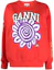 Buy (Women) GANNI Red Oversized Crewneck Sweatshirt with Logo Print T3777472