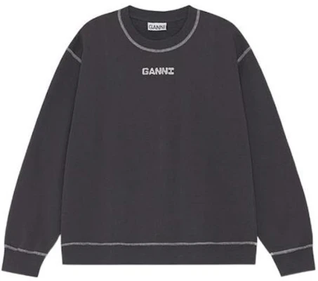 (Women) GANNI Relaxed Fit Logo Print Sweatshirt Phantom Blue T3372-252 Buy (Women) GANNI Relaxed Fit Logo Print Sweatshirt Phantom Blue T3372-252