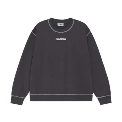(Women) GANNI Relaxed Fit Logo Print Sweatshirt Phantom Blue T3372-252
