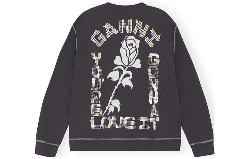 Lookbook (Women) GANNI Relaxed Fit Logo Print Sweatshirt Phantom Blue T3372-252