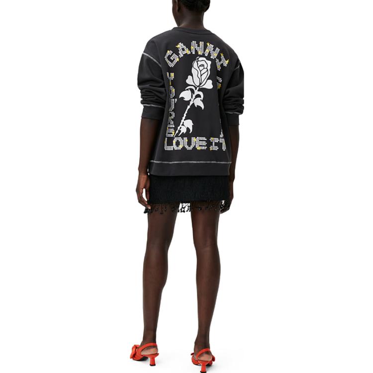 Purchase (Women) GANNI Relaxed Fit Logo Print Sweatshirt Phantom Blue T3372-252