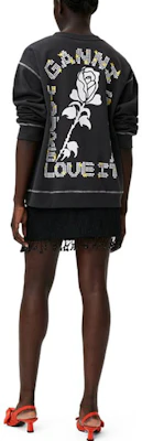 (Women) GANNI Relaxed Fit Logo Print Sweatshirt Phantom Blue T3372-252 Purchase (Women) GANNI Relaxed Fit Logo Print Sweatshirt Phantom Blue T3372-252