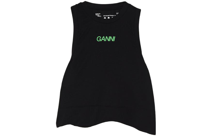 (Women) GANNI Sleeveless Tank Top with Letter Print Crewneck JVM1666682226398