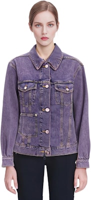 (W) 가니 솔리드 컬러 버튼업 칼라 긴소매 재킷 여성 퍼플. J1272892 Cheap (W) 가니 솔리드 컬러 버튼업 칼라 긴소매 재킷 여성 퍼플. J1272892