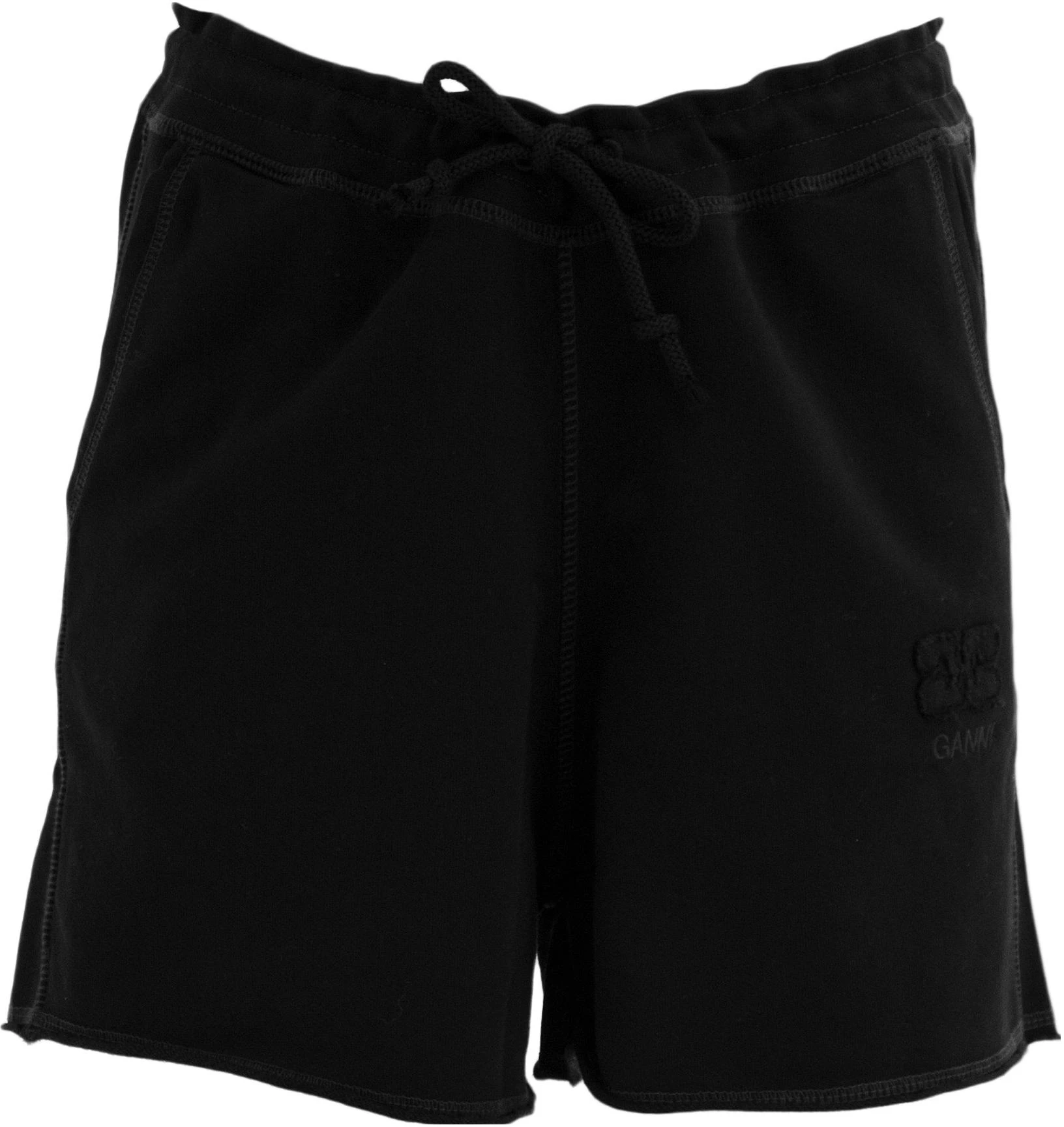 women-ganni-solid-color-loose-fit-tie-shorts-black-t3565-099
