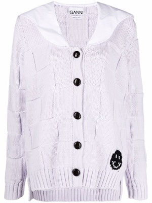 (W) 가니 SS21 스마일리 칼라 가디건 스웨터 여성 퍼플 K1599-712 Buy (W) 가니 SS21 스마일리 칼라 가디건 스웨터 여성 퍼플 K1599-712