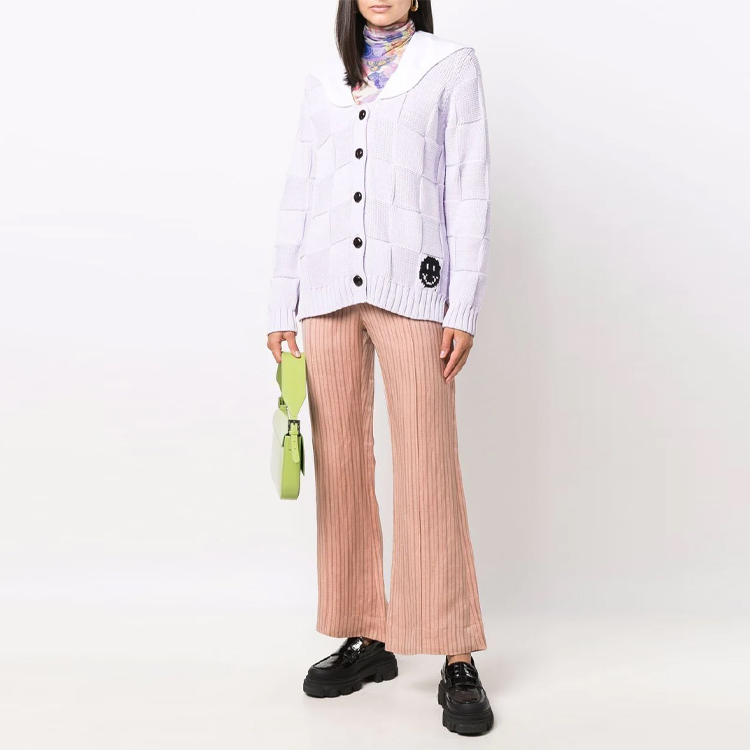 Lookbook (W) 가니 SS21 스마일리 칼라 가디건 스웨터 여성 퍼플 K1599-712