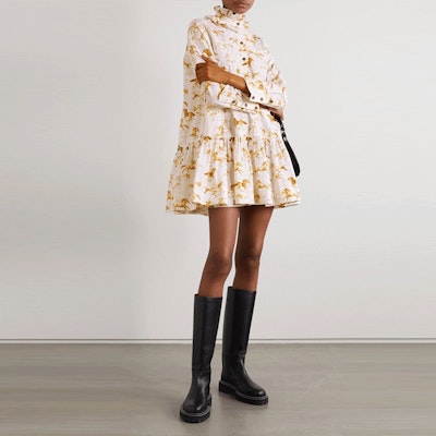 (W) GANNI SS21 復古馬術印花立領長袖迷你連身裙 女裝 F5457-6096 Lookbook (W) GANNI SS21 復古馬術印花立領長袖迷你連身裙 女裝 F5457-6096