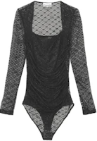 Lookbook (W) GANNI SS22 Bodysuit Hitam Lengan Panjang Lace Square Neck T3118-099