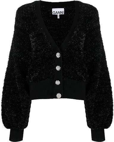 women-ganni-ss-22-black-textured-v-neck-cardigan-sweater-k1638-099