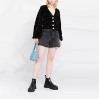 Shop (W) GANNI SS22 黑色紋理V領針織開襟毛衣. K1638-099