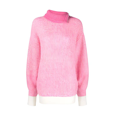 (Women) GANNI SS22 Pink Wool Turtleneck Oversized Sweater K1614-530