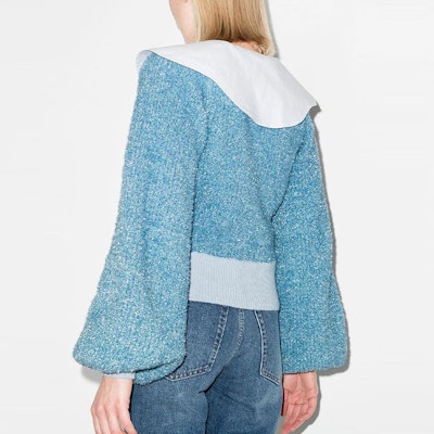 (W) 가니 SS22 레트로 니트 스웨터 피터팬 칼라 - 블루 K1653594 Purchase (W) 가니 SS22 레트로 니트 스웨터 피터팬 칼라 - 블루 K1653594