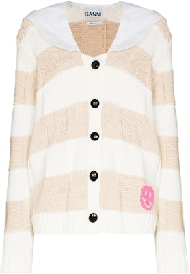 (W) 가니 SS22 스마일리 칼라 가디건 스웨터 화이트 K1650-135 Order (W) 가니 SS22 스마일리 칼라 가디건 스웨터 화이트 K1650-135