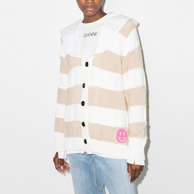 (W) 가니 SS22 스마일리 칼라 가디건 스웨터 화이트 K1650-135 Purchase (W) 가니 SS22 스마일리 칼라 가디건 스웨터 화이트 K1650-135