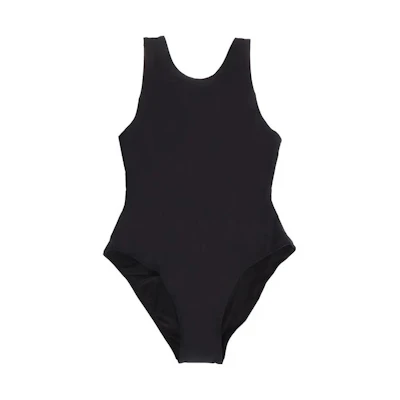 (Women) GANNI SS22 Solid Black Wide Strap Swimsuit One-Piece. A4050-099