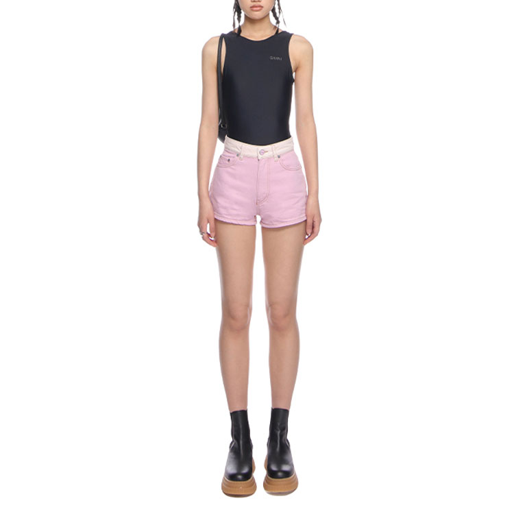 Shop (W) 가니 SS22 솔리드 블랙 와이드 스트랩 원피스 수영복. A4050-099