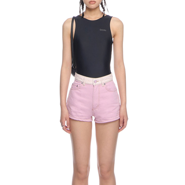 Purchase (W) 가니 SS22 솔리드 블랙 와이드 스트랩 원피스 수영복. A4050-099