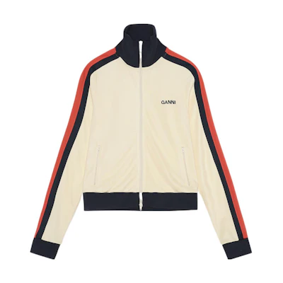 (Women) GANNI SS22 Beige Side Stripe Stand Collar Jacket T3169