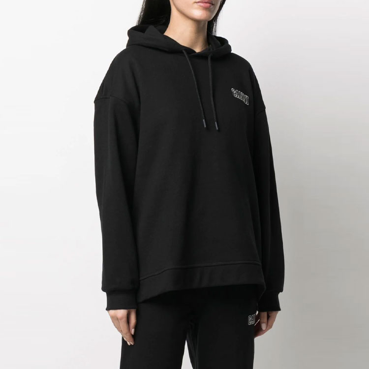 Purchase (W) GANNI SS22 黑色連帽衫，附logo刺繡與抽繩設計 T2923-099