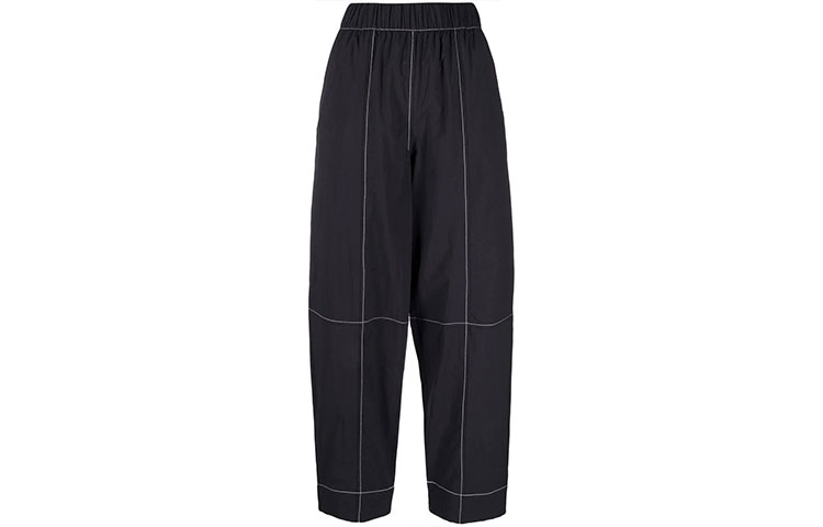 (Women) GANNI SS22 Contrast Stitch Relaxed Straight Pants Black F6736-099