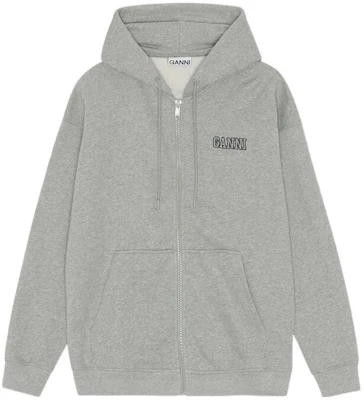 (Women) GANNI SS22 Grey Logo Embroidered Zip-Up Hoodie for Women T3232-921 Buy (Women) GANNI SS22 Grey Logo Embroidered Zip-Up Hoodie for Women T3232-921