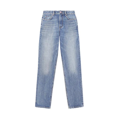 (Women) GANNI SS22 High Waist Slim Fit Straight Jeans Blue Vintage Design F6622567