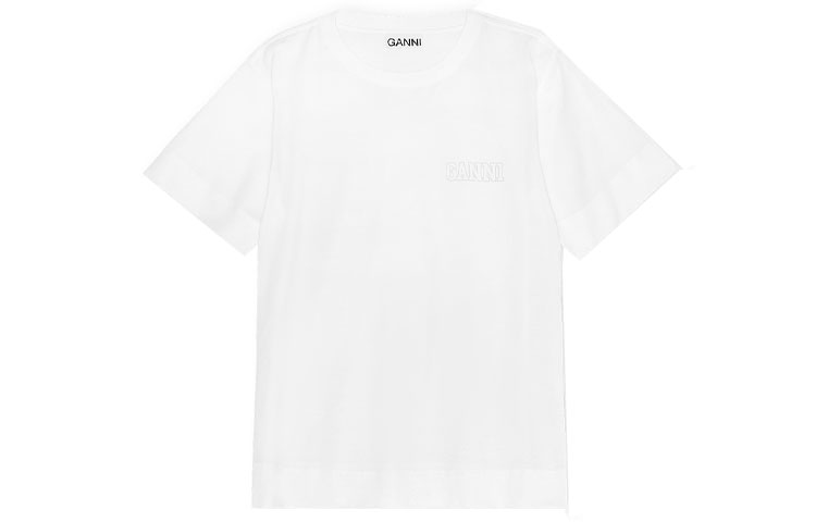 (Women) GANNI SS22 Logo Embroidered Solid T-Shirt Women’s White T2917-001