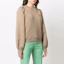 Shop (Women) GANNI SS22 Puff Sleeve Logo Sweatshirt Khaki Color Round Neck Casual T3022-189