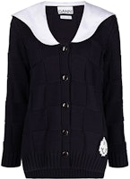 (Women) GANNI SS22 Smiley Collar Cardigan Sweater Black K1718-683 (Women) GANNI SS22 Smiley Collar Cardigan Sweater Black K1718-683