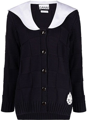 (W) 가니 SS22 스마일리 칼라 가디건 스웨터 블랙 K1718-683 Order (W) 가니 SS22 스마일리 칼라 가디건 스웨터 블랙 K1718-683