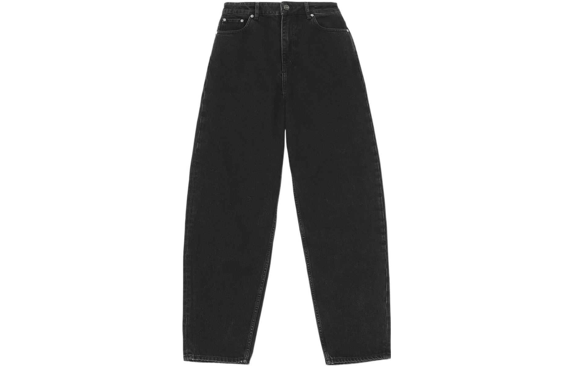 (Women) GANNI SS23  Black Mid-Rise Loose Balloon Fit Jeans Casual Denim Pants. F6625-006